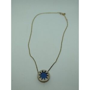 House of Harlow Blue Mini Pave Sunburst Necklace 18 In  Silver Tone